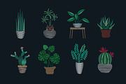 Satin stitch embroidery plants set, a Decorative Illustration by Good Studio (Thumbnail 2 of 3)