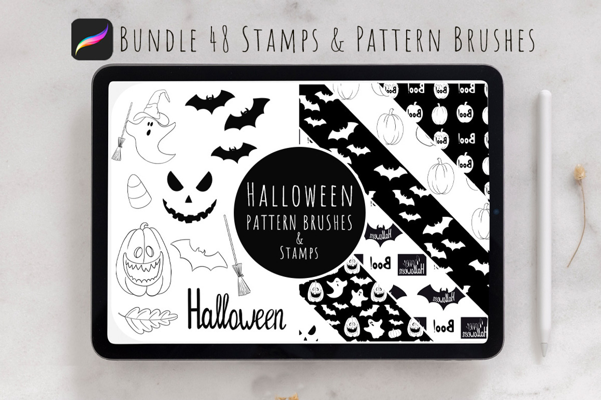 Bundle Halloween Procreate Brushes, a Brush Add-On by Mari_Caliart (Photo 1 of 23)