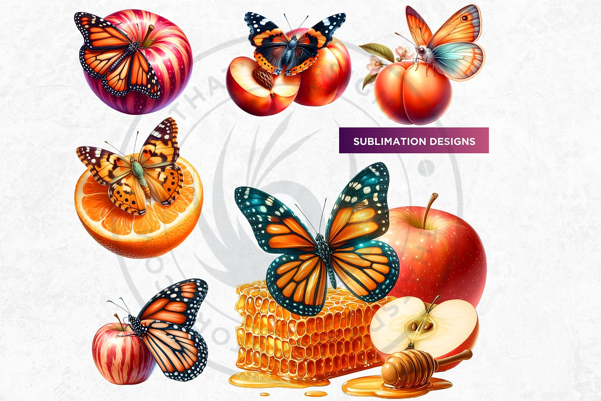Vibrant Butterfly and Fruit Cliparts, an Animal Illustration by ThatsDesignArt (Photo 4 of 10)