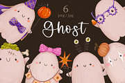 Cute Halloween Ghost Clipart Set, a Seasonal Illustration by the_myro (Thumbnail 1 of 9)