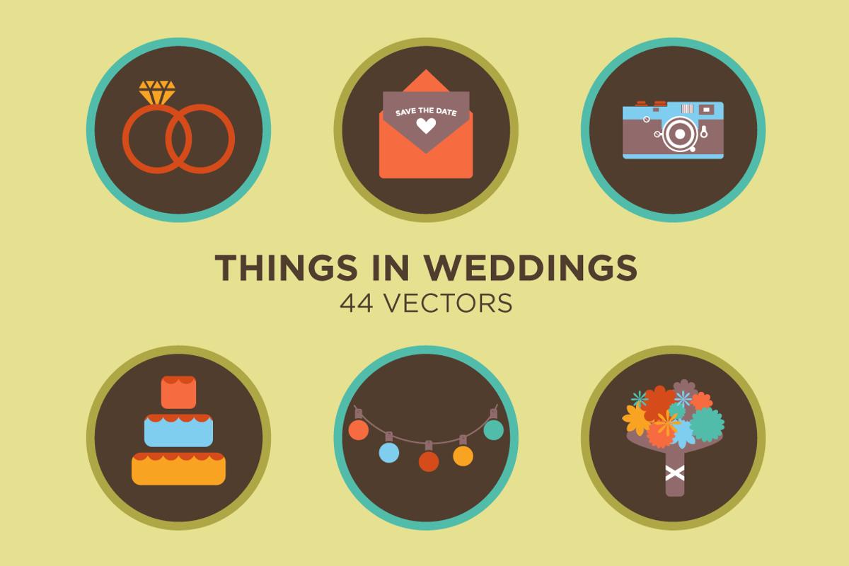 Things in Weddings - 44 Vectors, an Illustration by Little Pixel Shop (Photo 1 of 5)