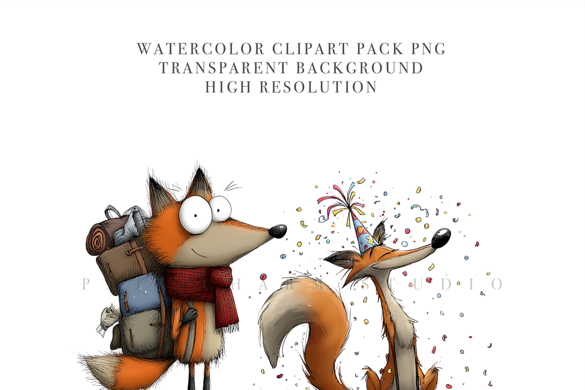 40 Quirky Fox Clipart Set, an Animal Illustration by Pati Charm Studio (Photo 5 of 8)
