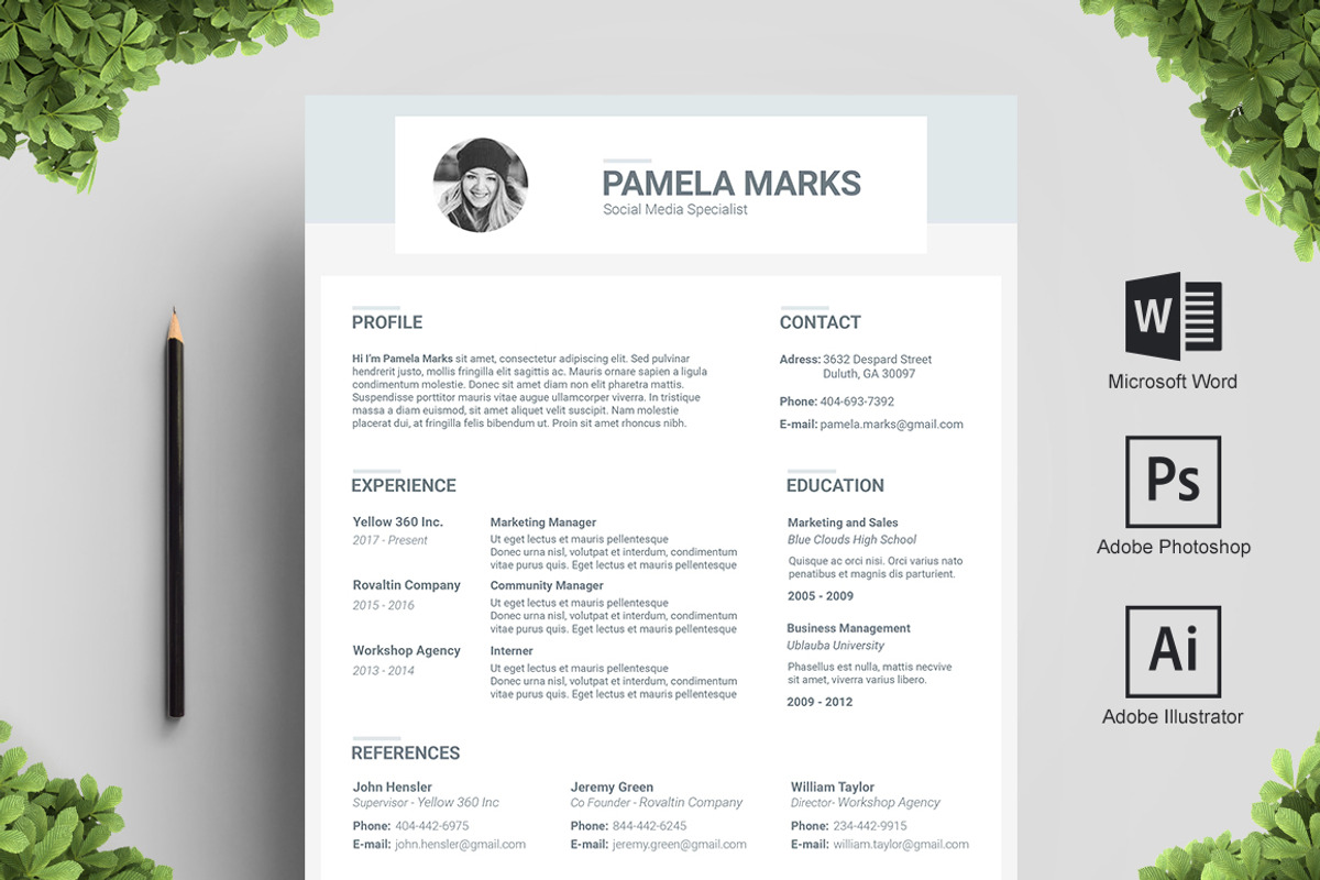 Ocean Resume Template, a Resume Template by Big Zone Studio (Photo 1 of 4)
