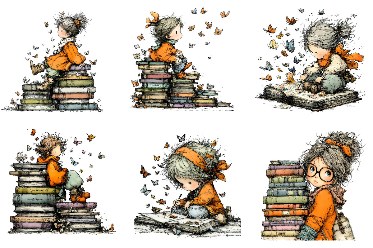Quirky Book Lover Clipart, an Illustration by CreationArt (Photo 5 of 5)
