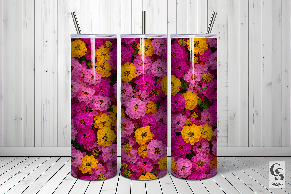 Pink Summer Lantana Flowers Pattern, a Pattern Graphic by Creative Store (Photo 2 of 5)