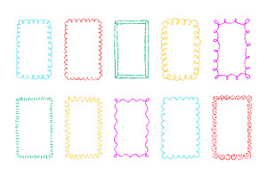 Crayon Chalk Doodle Scalloped Frames
