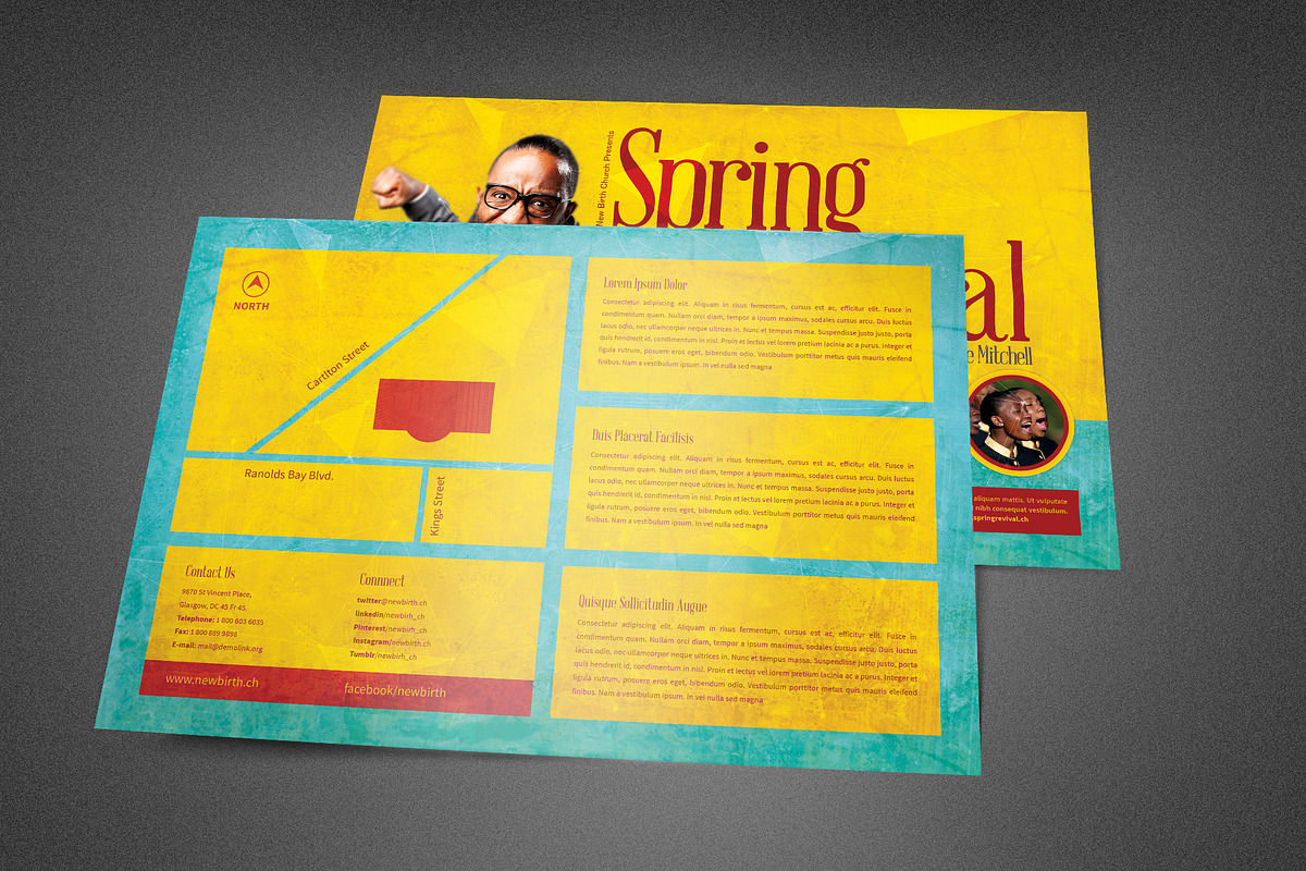 Spring Revival Church Postcard, a Card Template by loswl