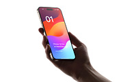 Phone 15 Pro Mockup in Hand, an iPhone Mockup by Asylab (Thumbnail 1 of 4)