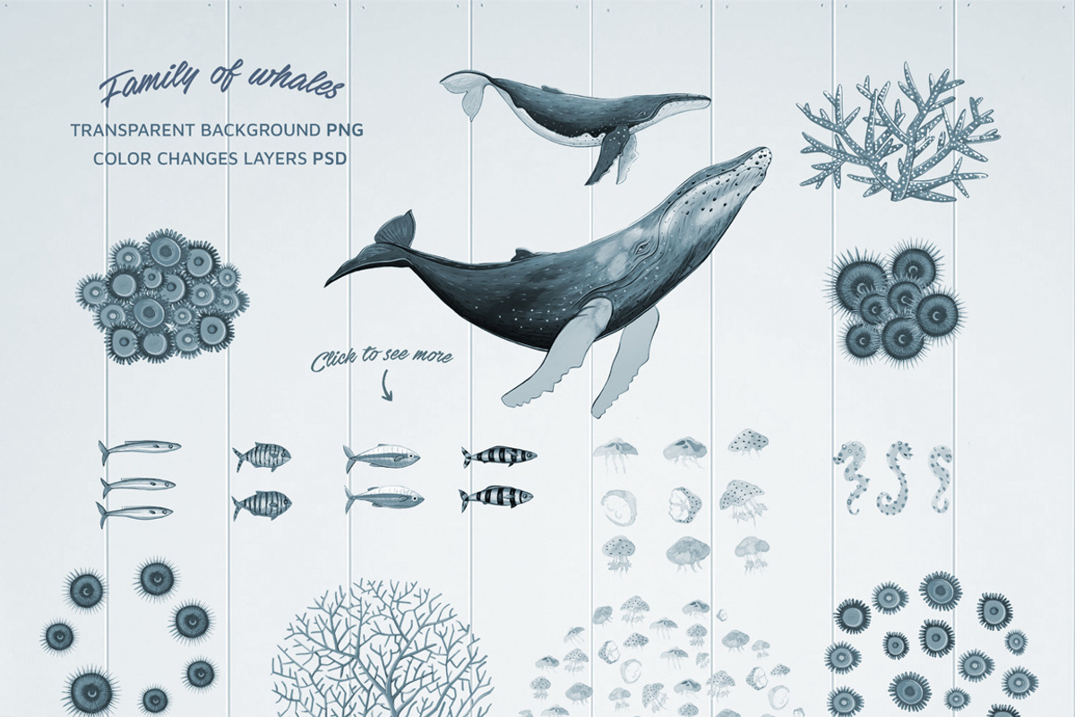 Family of whales, an Animal Illustration by Isbela  (Photo 6 of 6)