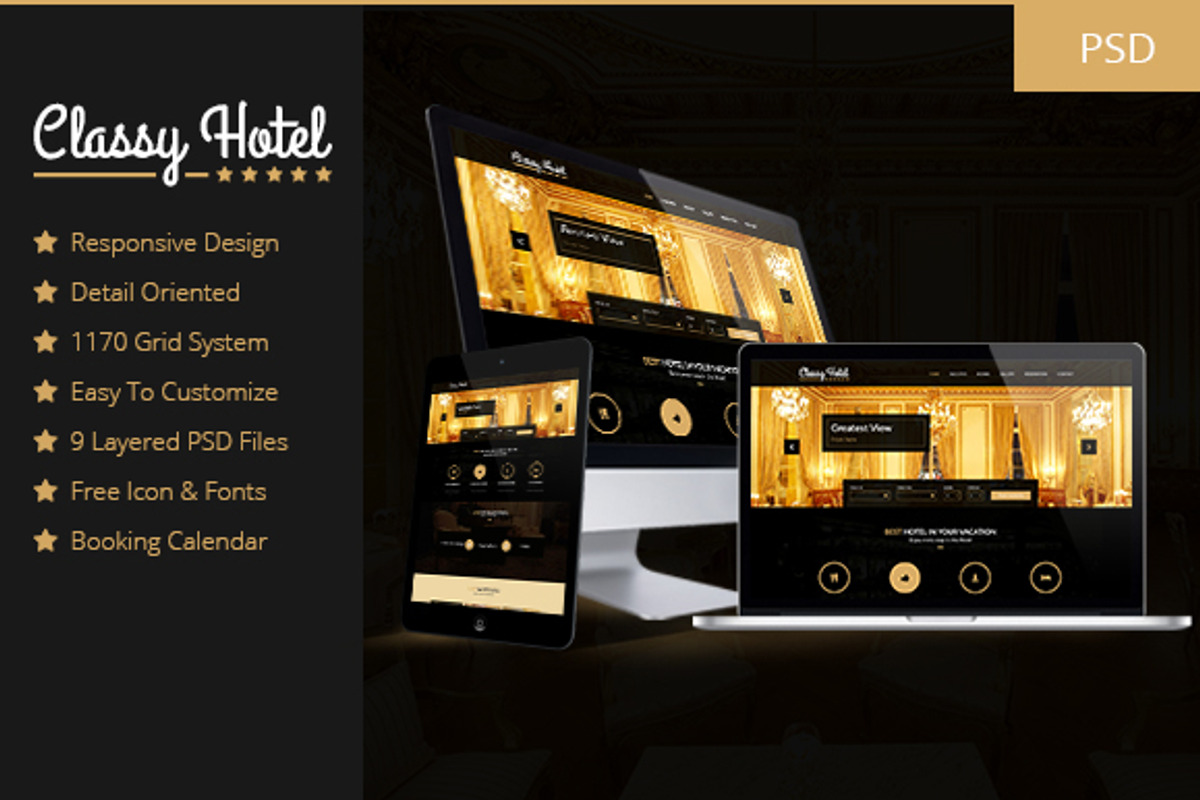 Classy - Booking Hotel Luxury PSD, a Websites & App Template by uzistudio (Photo 1 of 5)