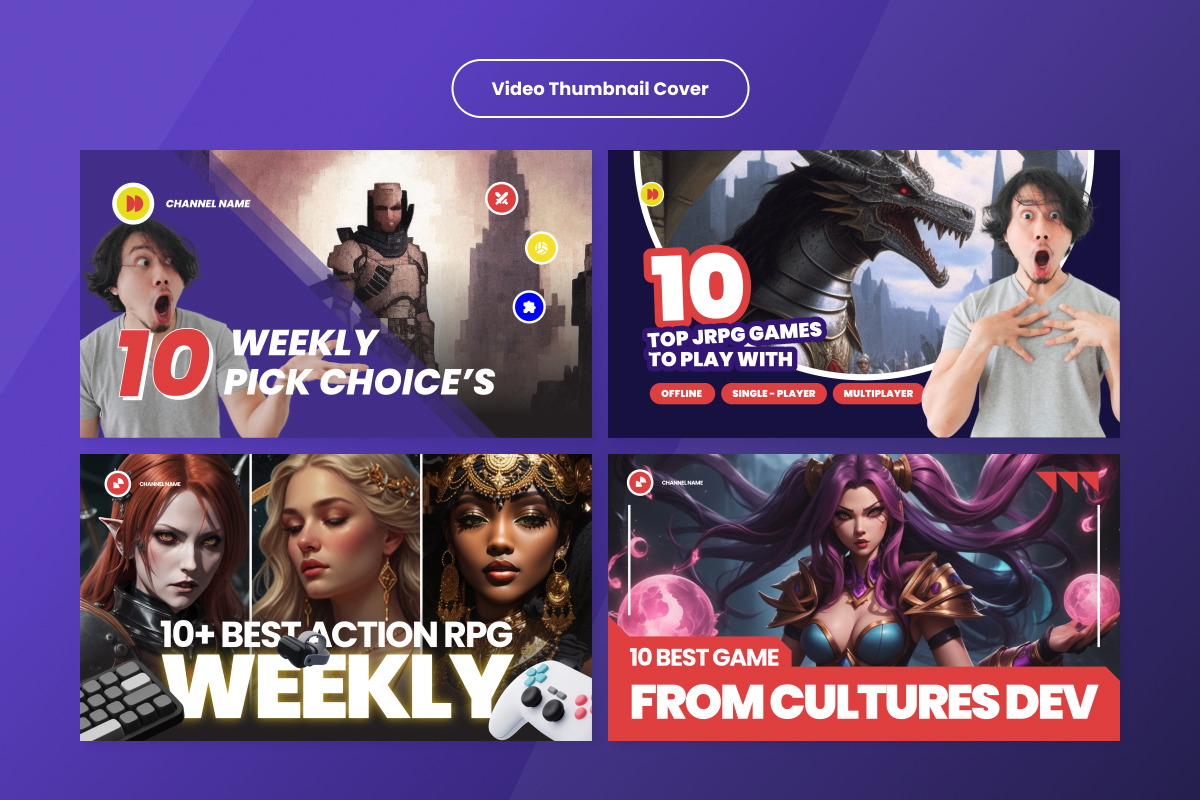 Youtube Gaming Thumbnails Top List, a Social Media Template by productype1 (Photo 2 of 2)