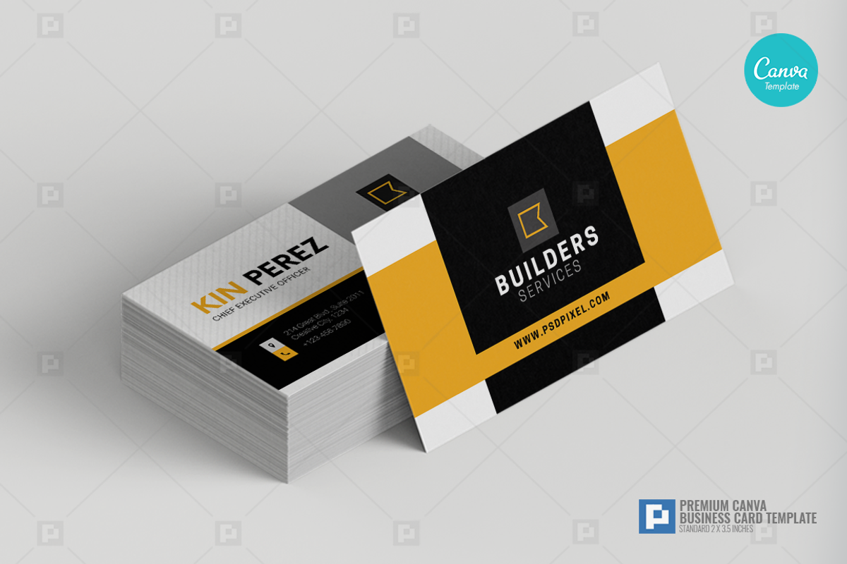 Construction Canva Business Card 06, a Business Card Template by PSDPixel (Photo 3 of 4)