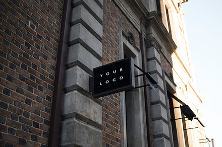 Black Rectangle Shop Sign Mockup #2