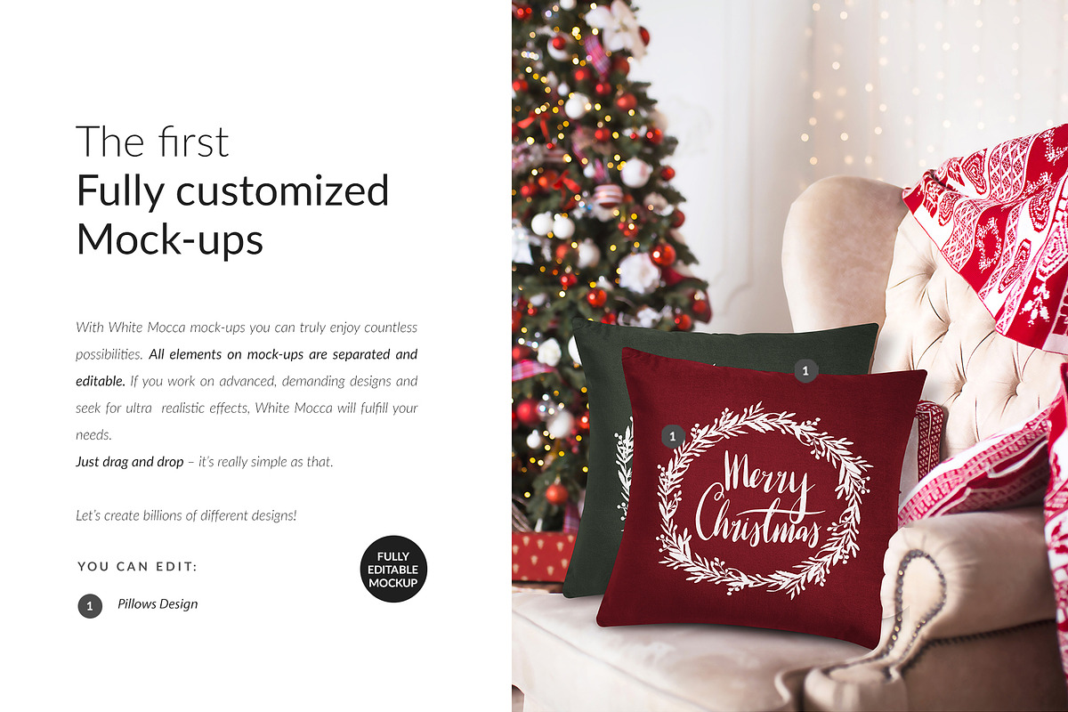 Christmas Pillow Cover Mock-ups Set, a Household Mockup by Apparel_Mockups (Photo 2 of 3)