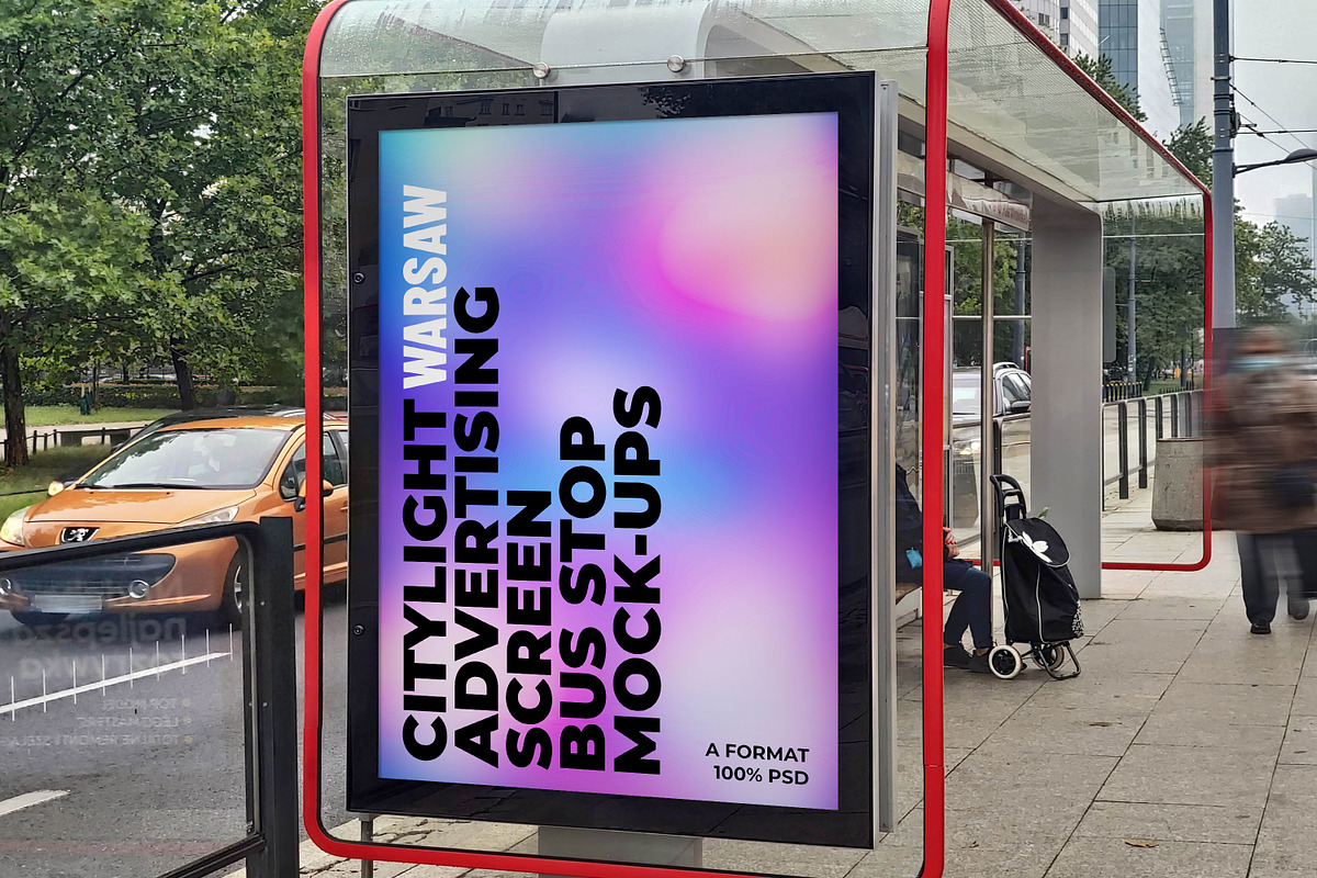 Warsaw Citylight Ad Bus Stop 12 v1, an Advertising Mockup by Graphic Shelter (Photo 7 of 8)