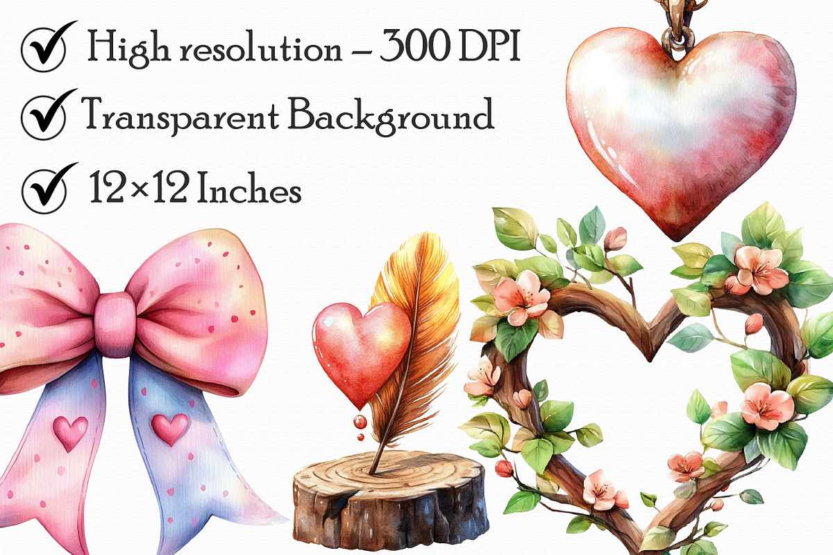 Watercolor Romance Clipart Bundle, an Illustration by Libby Wishes (Photo 5 of 7)