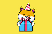 Cute Shiba Inu Dog With Birthday, an Animal Illustration by Artstorystudio (Thumbnail 2 of 4)