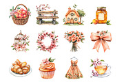 Watercolor Cute Peaches Garden Fruit, an Illustration by SinaCreation (Thumbnail 7 of 7)
