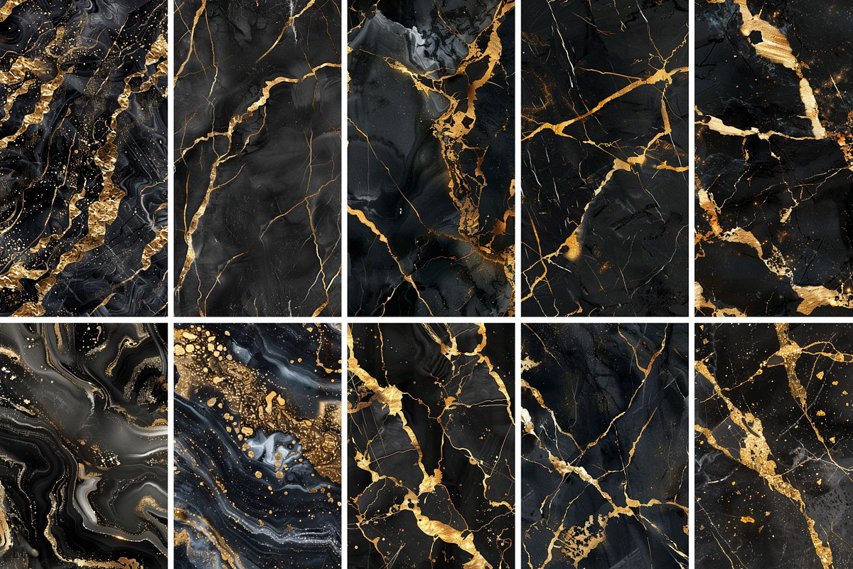 Black Gold Marble Seamless Textures, a Texture Graphic by BrushstrokeArtGB (Photo 7 of 12)