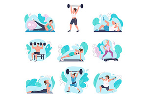 Working out people characters set
