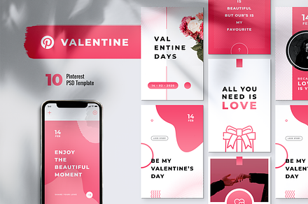 Happy Valentines Day Pinterest Post, a Social Media Template by Rahardi Creative