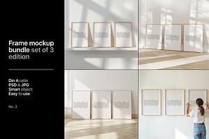 4x Bundle Set Of 3 Frame Mockups