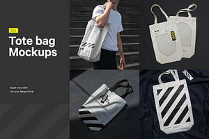 4x Tote Bag Mockup Bundle