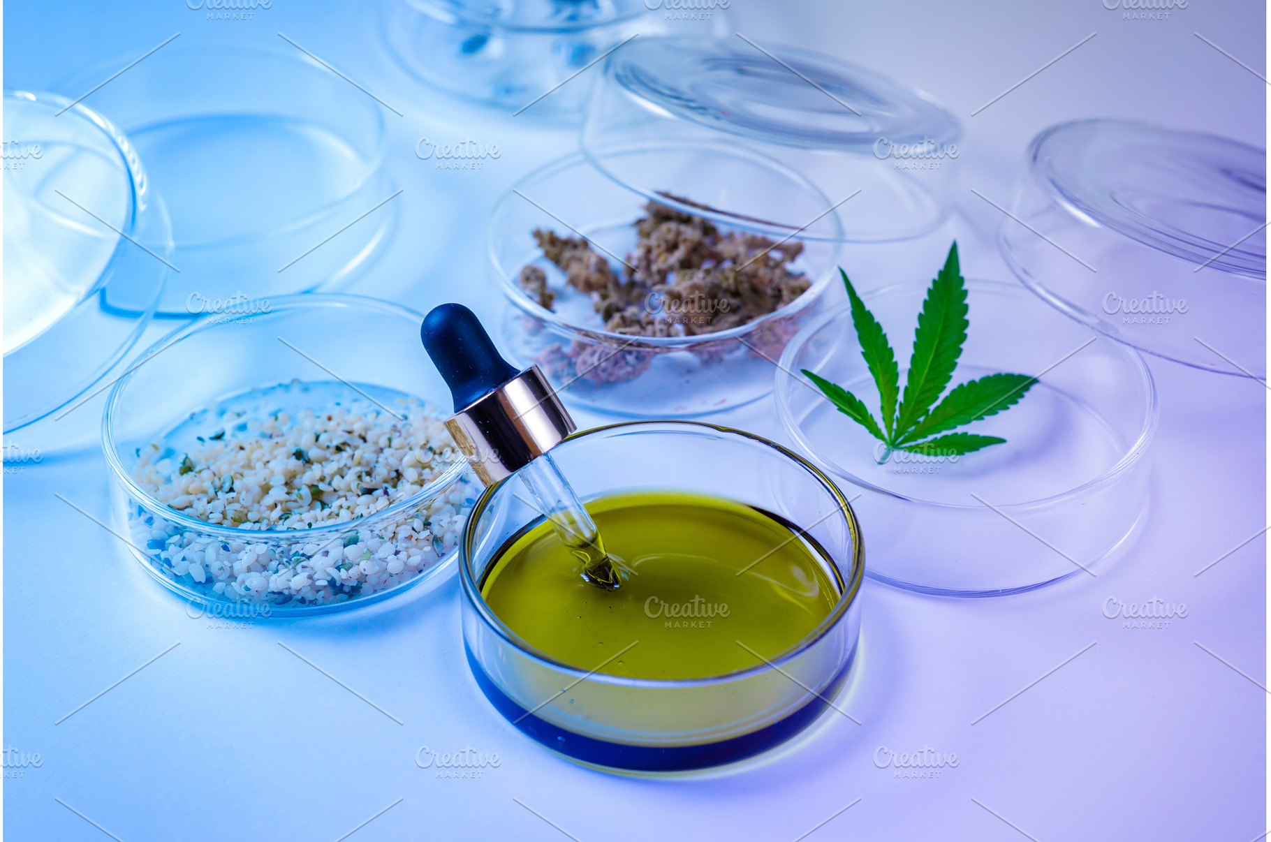 Cannabis oil and hemp leaves in, a Technology Photo by Yummypic