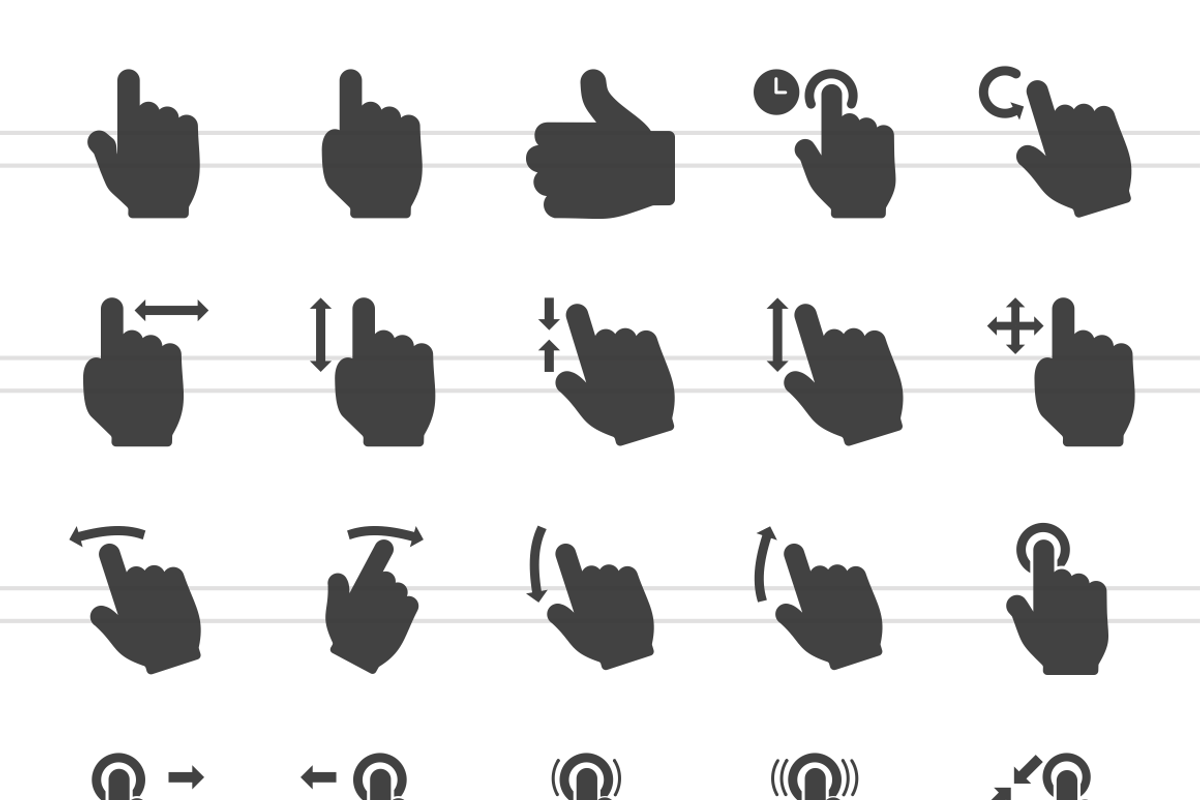 50 Touch Gesture Glyph Icons preview 2