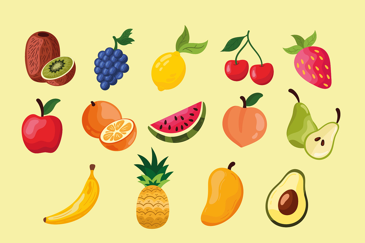 Tropical Fruit Illustration Set