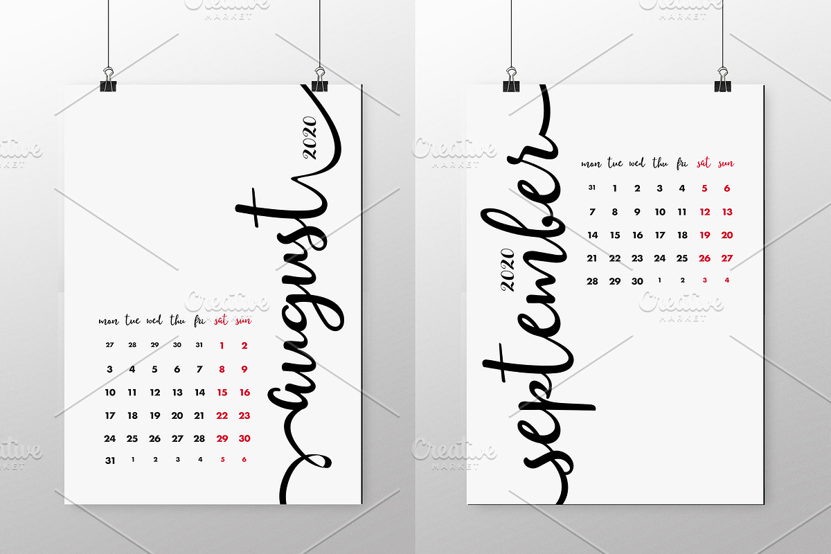 Calendar 2020 Design Vector Set., a Poster Template by Bordo (Photo 5 of 7)