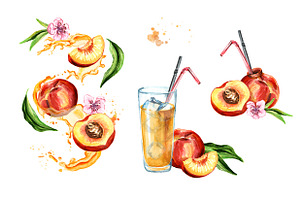 Peaches. Watercolor Collection