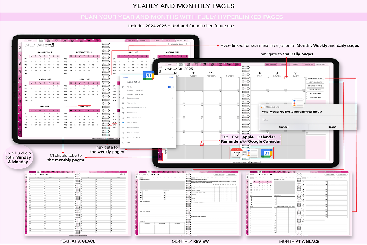 Digital Planner 2025 2026 & Undated, a Templates & Theme by Plamarplanners (Photo 2 of 11)
