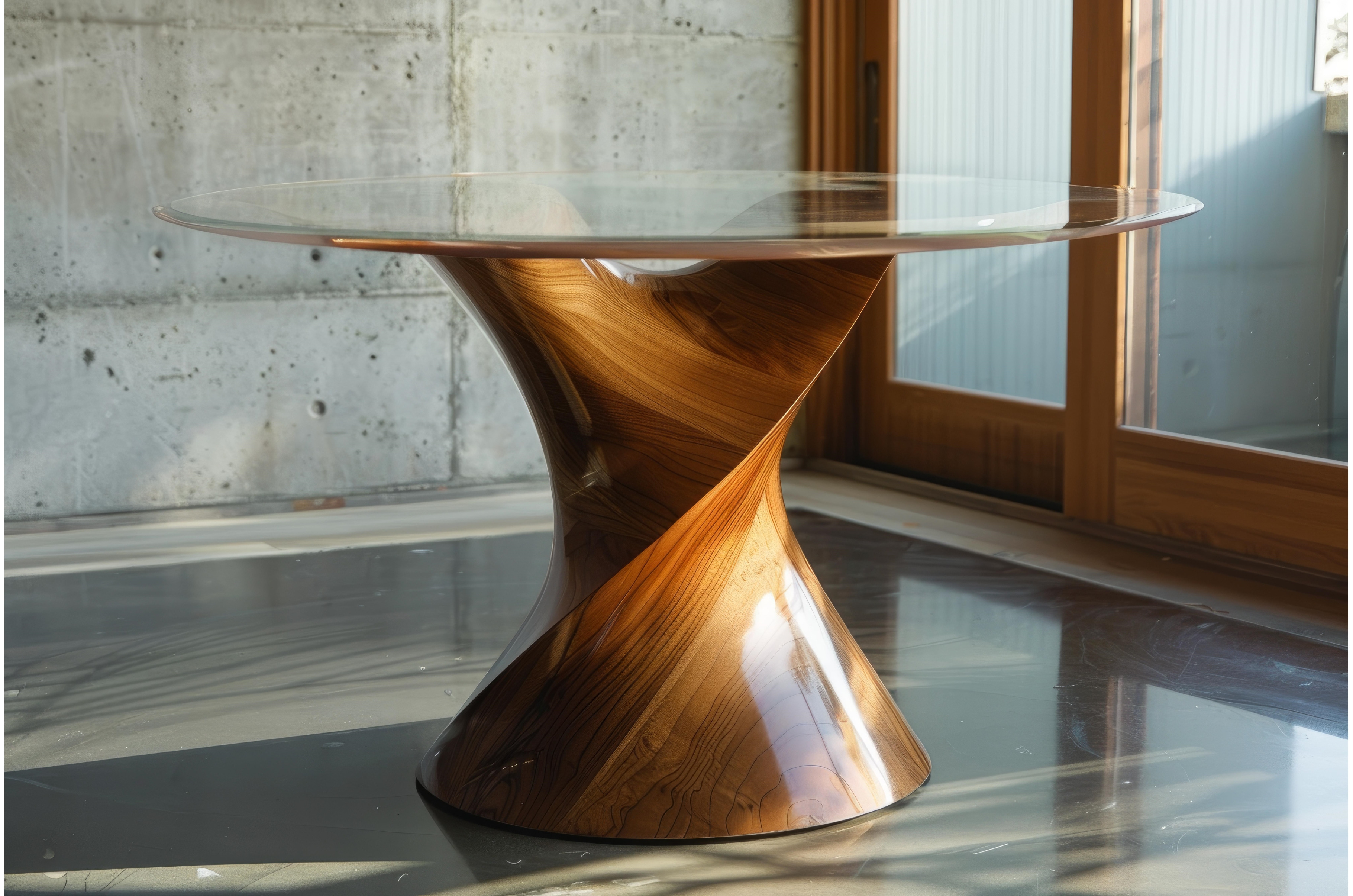 Modern round glass dining table with, an Architecture Photo by Ylivdesign