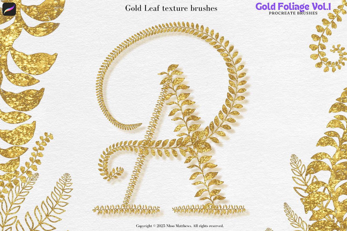 Procreate Brushes Gold Foliage Vol 1, a Brush Add-On by Fashion Workshop Bkk (Photo 5 of 11)
