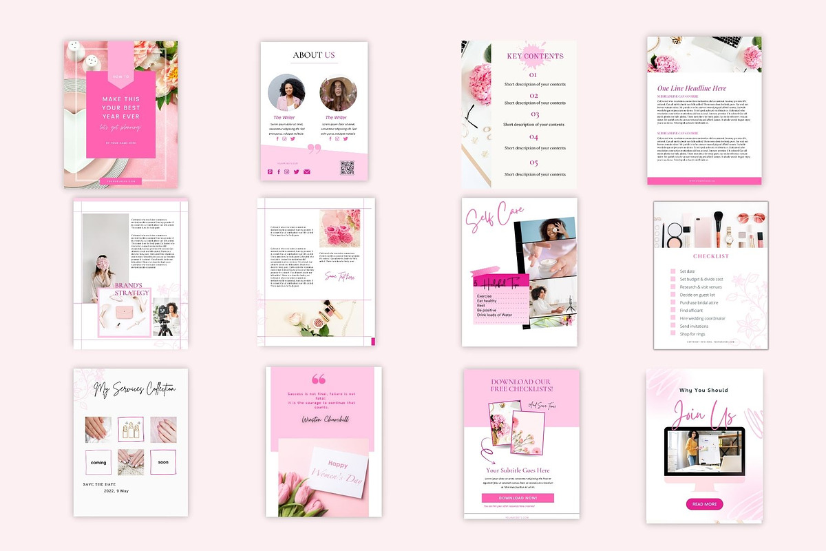 Ebook template canva pink templates, a Books & Magazine Mockup by Millennials Marketing (Photo 2 of 10)