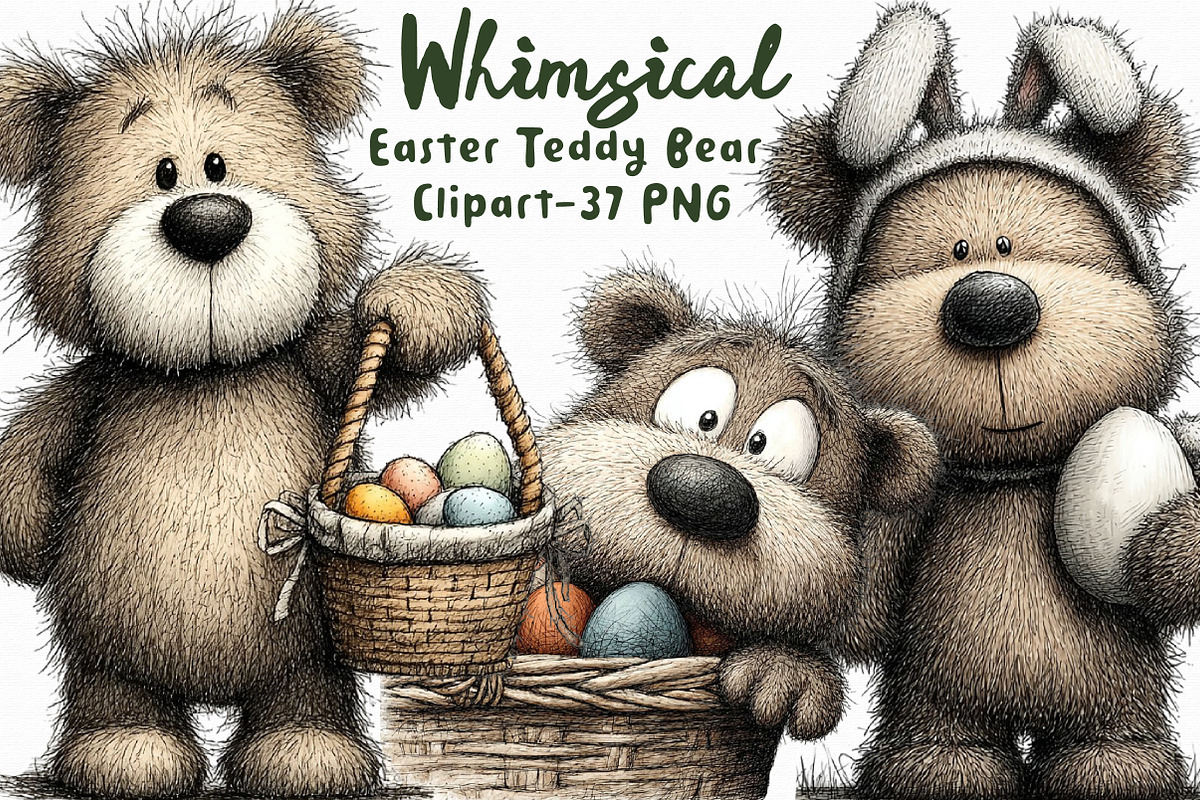 Whimsical Easter Teddy Bear Clipart, a Graphic by Libby Wishes (Photo 1 of 7)