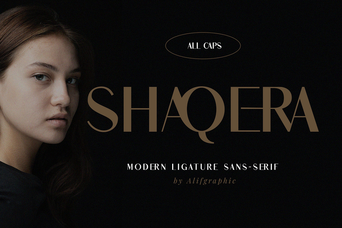 Shaqera Ligature Sans-Serif, a Sans Serif Font by Font Kingdom (Photo 1 of 4)