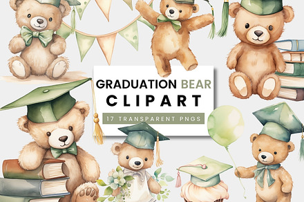 Green Graduation Teddybear PNG Files, an Animal Illustration by ClipCraft