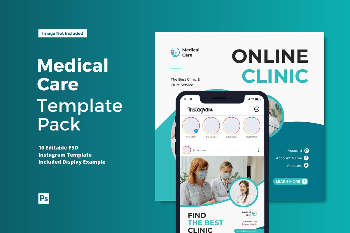 Medical Care Instagram Post, a Social Media Template by CavenArt (Photo 1 of 5)