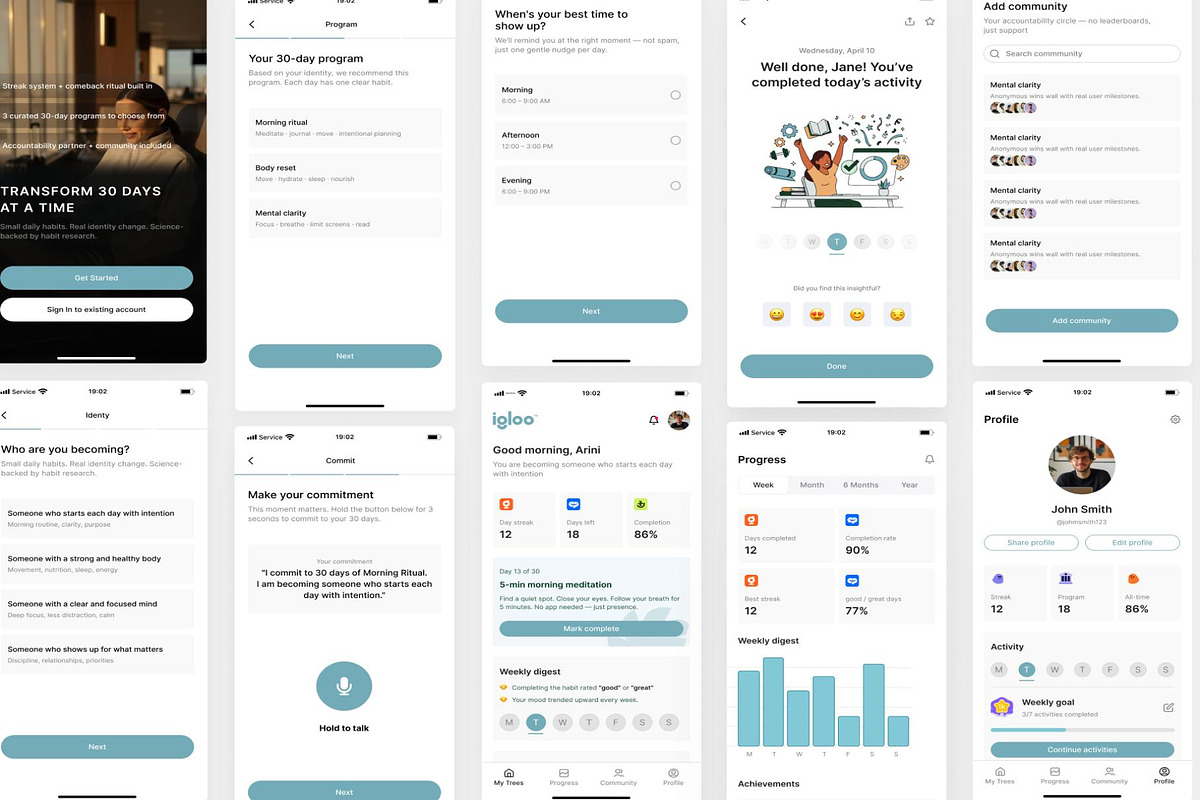 Habit Tracker Personal Growth UI Kit, an UI Kit Template by Creative Perspective (Photo 2 of 4)