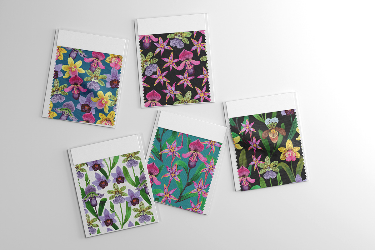 Crazy orchids. Vector patterns., a Pattern Graphic by Robusta (Photo 4 of 17)