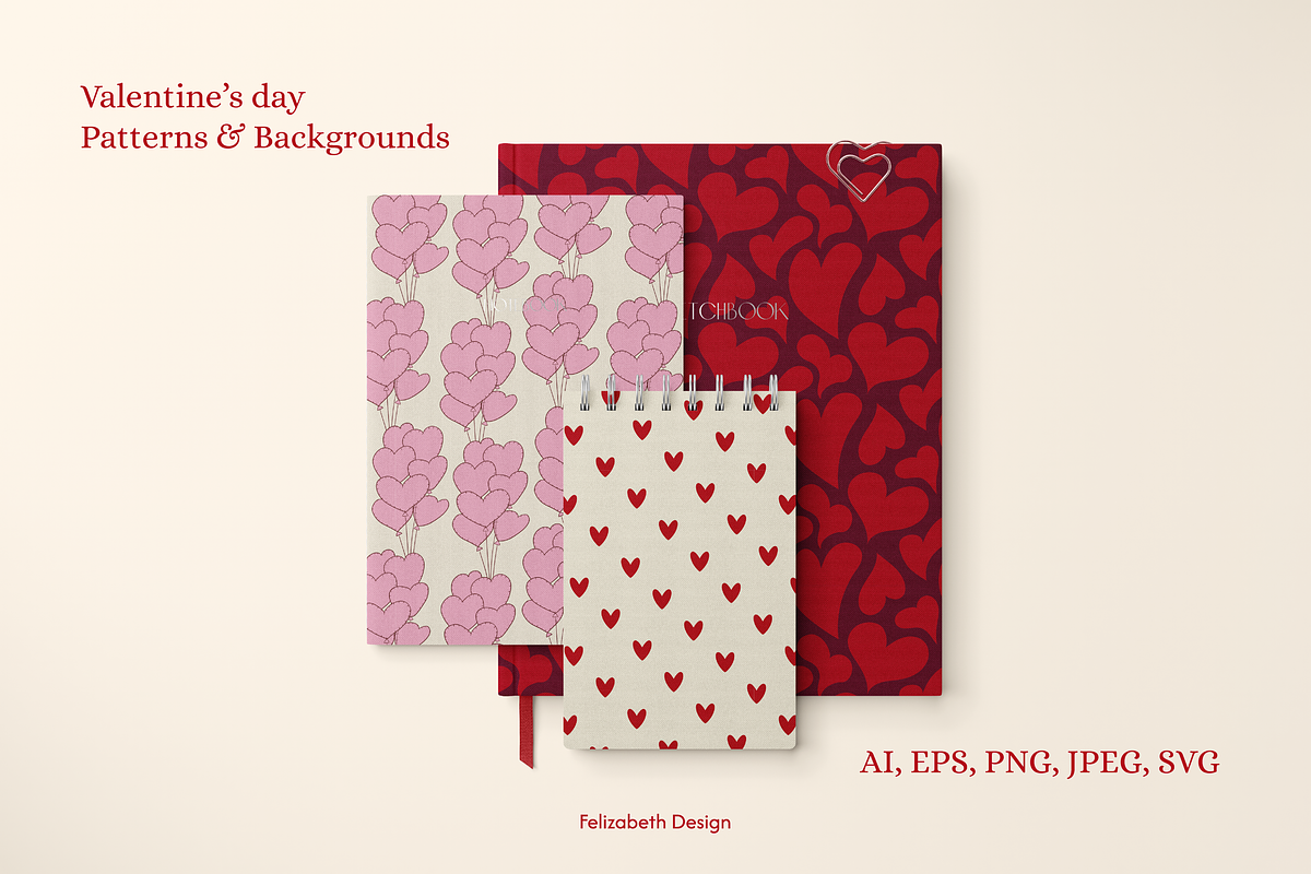 Valentine's Day Pattern Collection, a Pattern Graphic by Felizabeth Design (Photo 2 of 10)