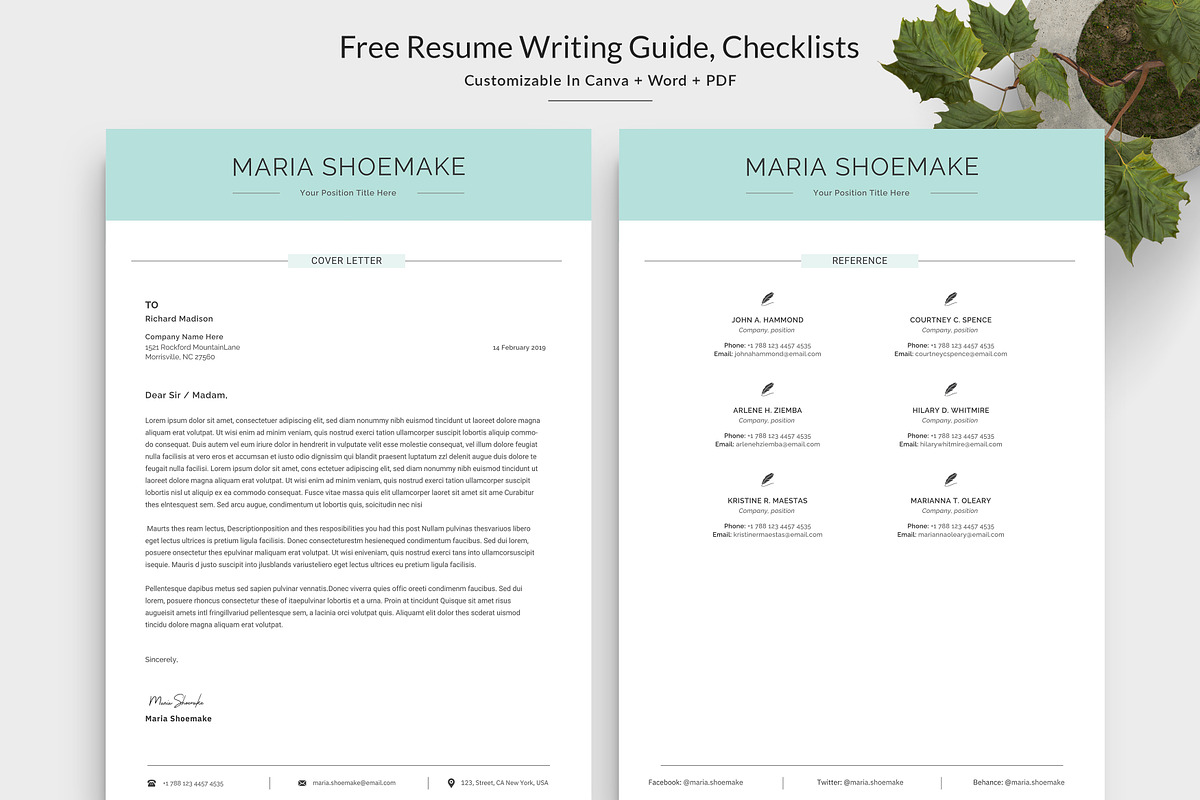 Resume / CV Template | Canva & Word, a Resume Template by CreativeZoom (Photo 4 of 7)