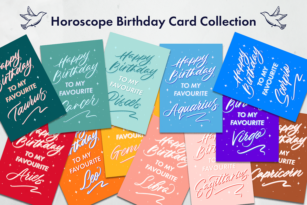 Astrology Birthday Cards (Printable), a Card Template by Leah Design (Photo 1 of 5)