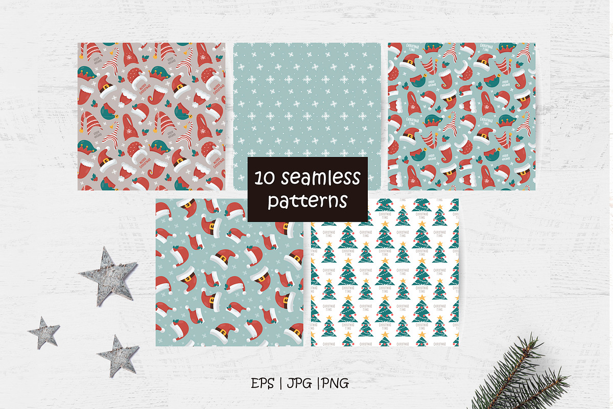 Christmas Gnomes and  Patterns, a Wallpaper Graphic by Nafanya (Photo 6 of 12)