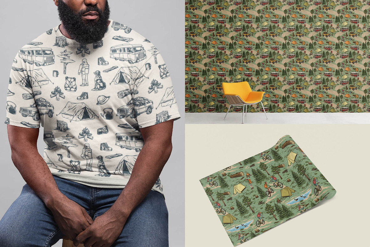 35 Retro Camping patterns, a Pattern Graphic by DGIM studio (Photo 5 of 6)