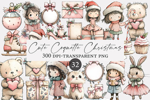Cute Coquette Christmas Clipart, an Illustration by Designworld