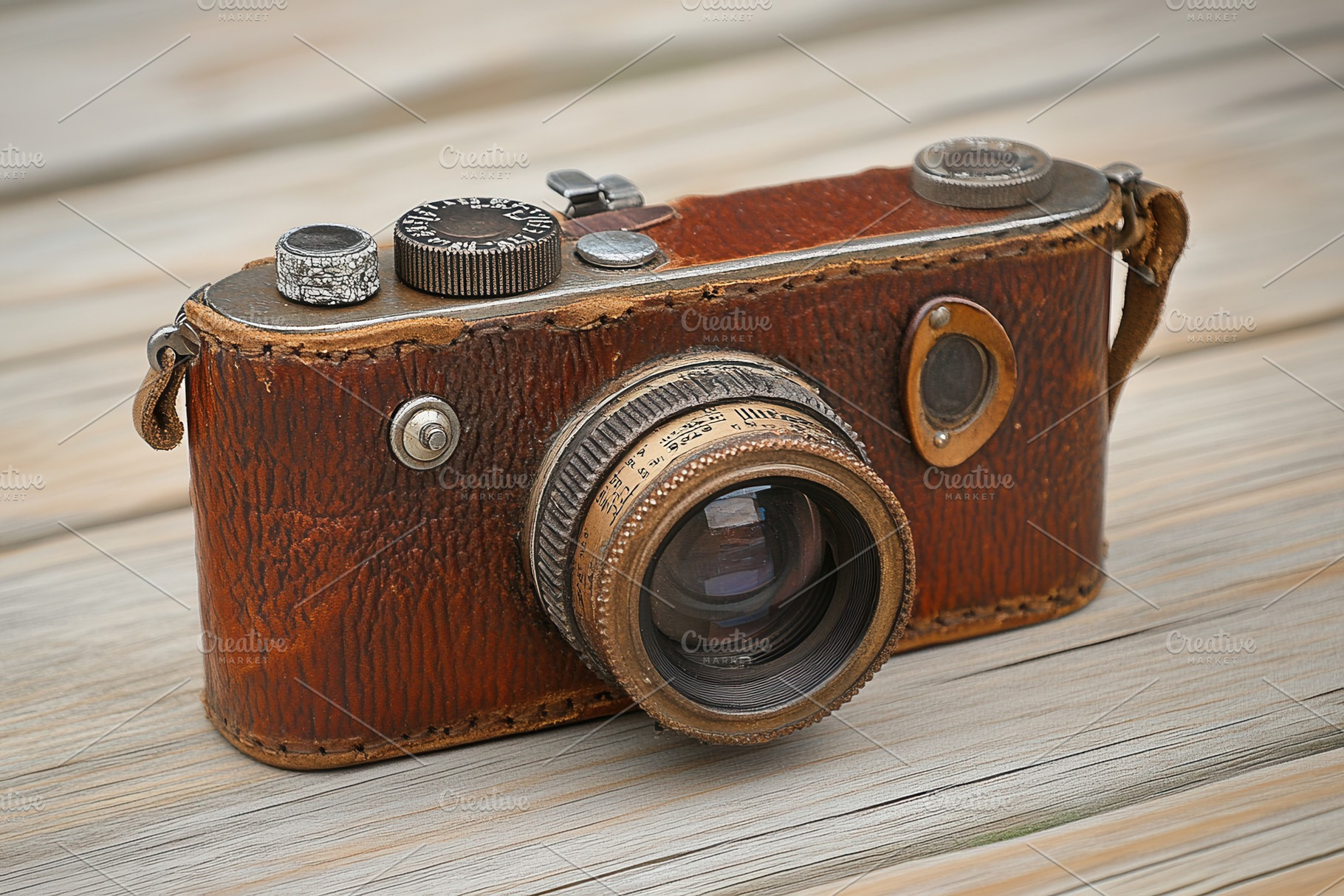 Classic vintage camera with leather, a Photo by Pavel_design