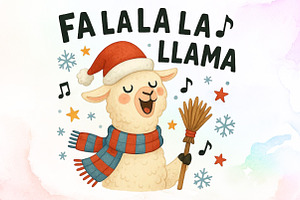 Fa La La La LLama Christmas PNG, an Illustration by Sublimation Artist